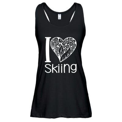 I Love Skiing Gift For Skier Ladies Essential Flowy Tank