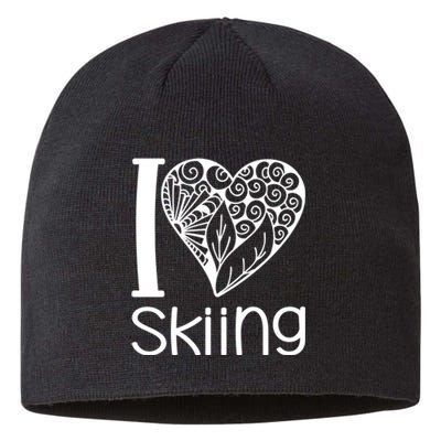 I Love Skiing Gift For Skier Sustainable Beanie