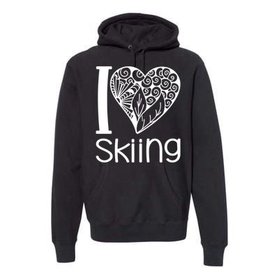 I Love Skiing Gift For Skier Premium Hoodie