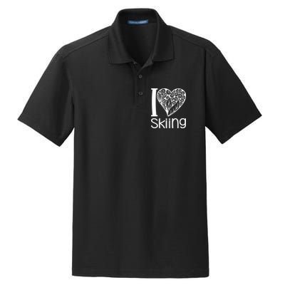 I Love Skiing Gift For Skier Dry Zone Grid Polo