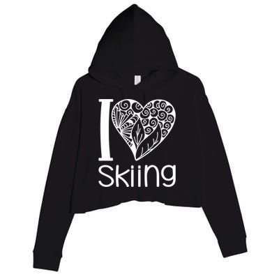 I Love Skiing Gift For Skier Crop Fleece Hoodie