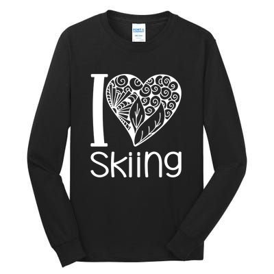 I Love Skiing Gift For Skier Tall Long Sleeve T-Shirt