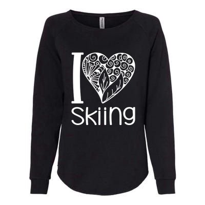 I Love Skiing Gift For Skier Womens California Wash Sweatshirt