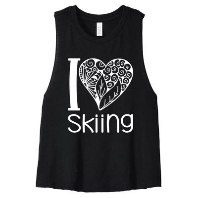 I Love Skiing Gift For Skier Women's Racerback Cropped Tank