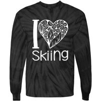 I Love Skiing Gift For Skier Tie-Dye Long Sleeve Shirt