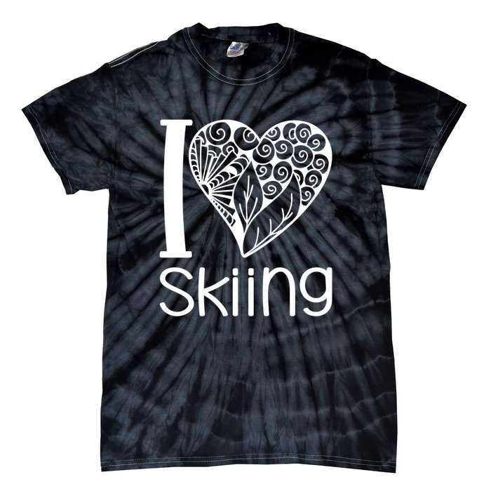 I Love Skiing Gift For Skier Tie-Dye T-Shirt