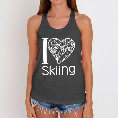 I Love Skiing Gift For Skier Women's Knotted Racerback Tank