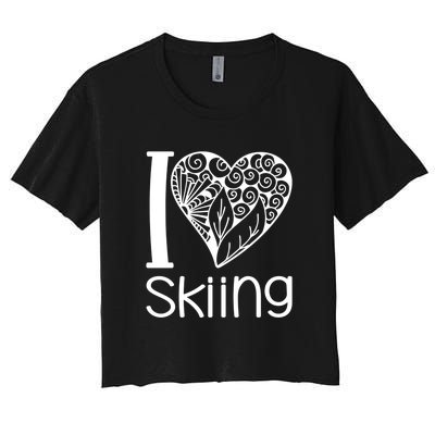 I Love Skiing Gift For Skier Women's Crop Top Tee