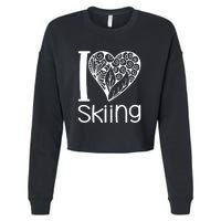 I Love Skiing Gift For Skier Cropped Pullover Crew