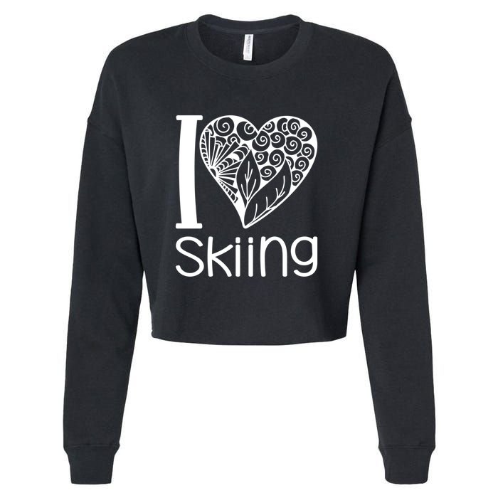 I Love Skiing Gift For Skier Cropped Pullover Crew