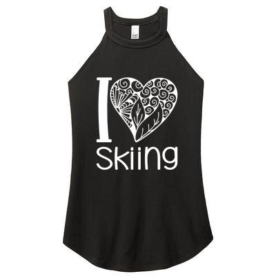 I Love Skiing Gift For Skier Women's Perfect Tri Rocker Tank