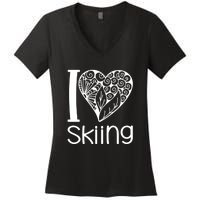 I Love Skiing Gift For Skier Women's V-Neck T-Shirt