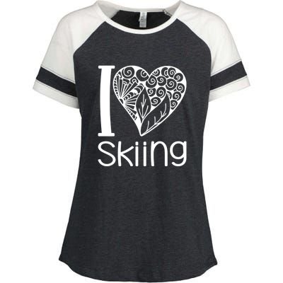 I Love Skiing Gift For Skier Enza Ladies Jersey Colorblock Tee