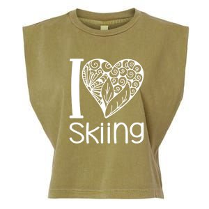 I Love Skiing Gift For Skier Garment-Dyed Women's Muscle Tee