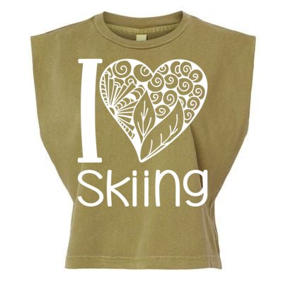 I Love Skiing Gift For Skier Garment-Dyed Women's Muscle Tee