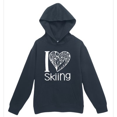 I Love Skiing Gift For Skier Urban Pullover Hoodie