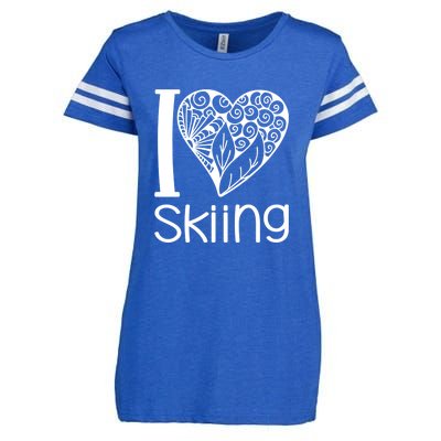 I Love Skiing Gift For Skier Enza Ladies Jersey Football T-Shirt