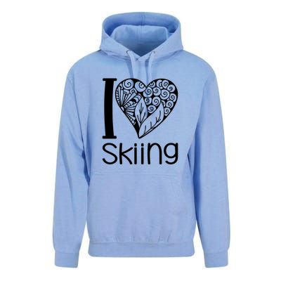 I Love Skiing Gift For Skier Unisex Surf Hoodie