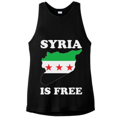 I Love Syria Is Free Syrian Map New Syrian Flag Ladies PosiCharge Tri-Blend Wicking Tank
