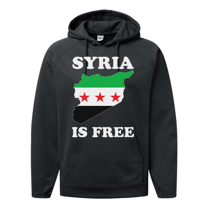 I Love Syria Is Free Syrian Map New Syrian Flag Performance Fleece Hoodie