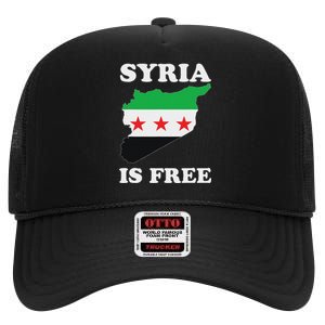 I Love Syria Is Free Syrian Map New Syrian Flag High Crown Mesh Back Trucker Hat