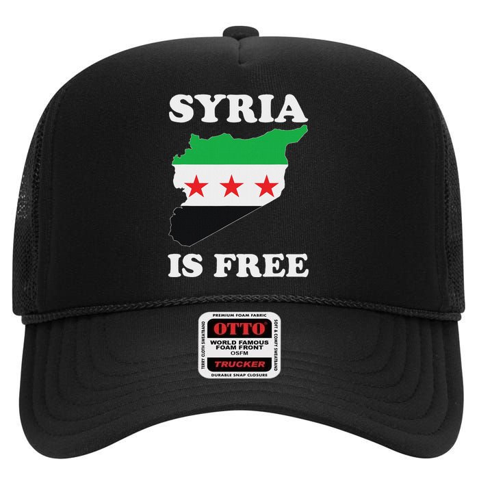 I Love Syria Is Free Syrian Map New Syrian Flag High Crown Mesh Back Trucker Hat