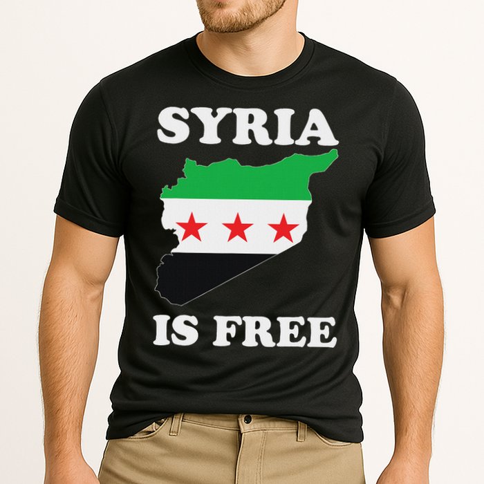 I Love Syria Is Free Syrian Map New Syrian Flag Cooling Performance Crew T-Shirt