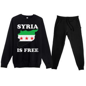 I Love Syria Is Free Syrian Map New Syrian Flag Premium Crewneck Sweatsuit Set