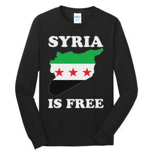 I Love Syria Is Free Syrian Map New Syrian Flag Tall Long Sleeve T-Shirt