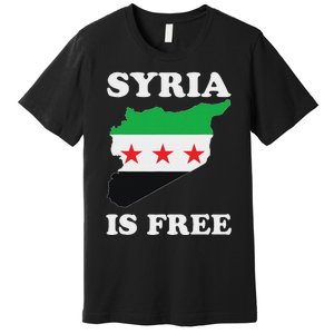 I Love Syria Is Free Syrian Map New Syrian Flag Premium T-Shirt