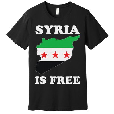 I Love Syria Is Free Syrian Map New Syrian Flag Premium T-Shirt