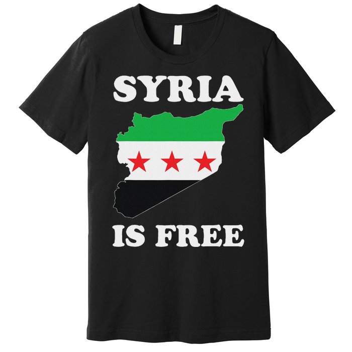 I Love Syria Is Free Syrian Map New Syrian Flag Premium T-Shirt