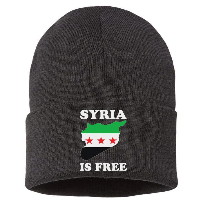 I Love Syria Is Free Syrian Map New Syrian Flag Sustainable Knit Beanie