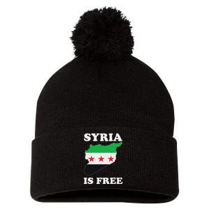 I Love Syria Is Free Syrian Map New Syrian Flag Pom Pom 12in Knit Beanie