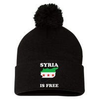 I Love Syria Is Free Syrian Map New Syrian Flag Pom Pom 12in Knit Beanie