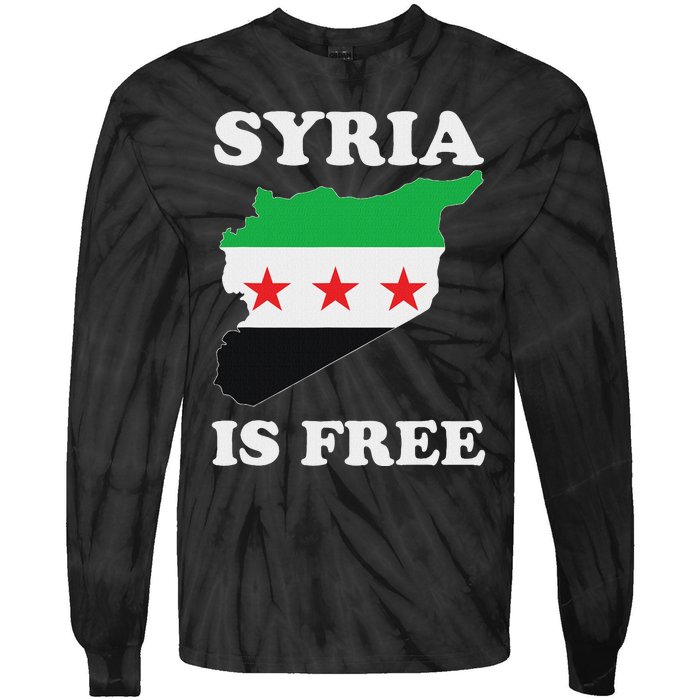 I Love Syria Is Free Syrian Map New Syrian Flag Tie-Dye Long Sleeve Shirt