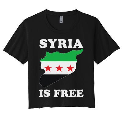 I Love Syria Is Free Syrian Map New Syrian Flag Women's Crop Top Tee