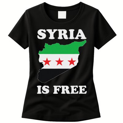 I Love Syria Is Free Syrian Map New Syrian Flag Womens T-Shirt