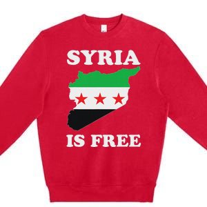 I Love Syria Is Free Syrian Map New Syrian Flag Premium Crewneck Sweatshirt