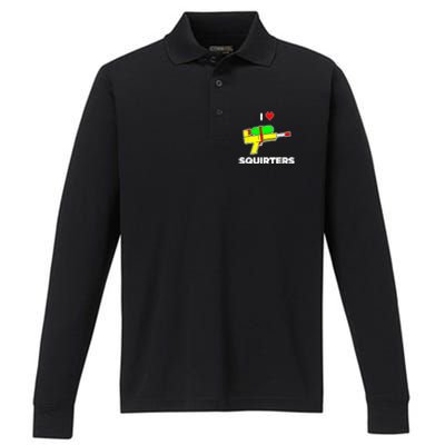 I Love Squirters Quote Performance Long Sleeve Polo