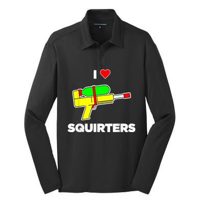 I Love Squirters Quote Silk Touch Performance Long Sleeve Polo