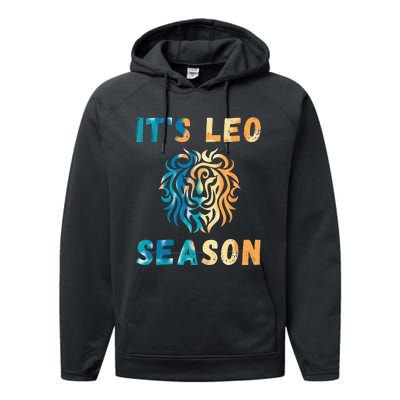 It's Leo Season Celtic Design Retro Colors Lion Zodiac Performance Fleece Hoodie