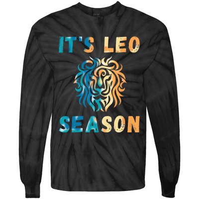 It's Leo Season Celtic Design Retro Colors Lion Zodiac Tie-Dye Long Sleeve Shirt