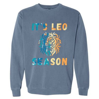 It's Leo Season Celtic Design Retro Colors Lion Zodiac Garment-Dyed Sweatshirt