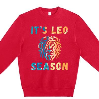 It's Leo Season Celtic Design Retro Colors Lion Zodiac Premium Crewneck Sweatshirt