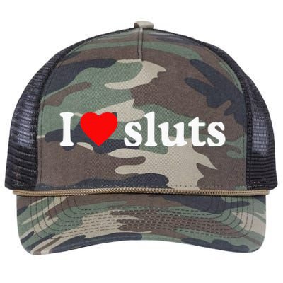 I Love Sluts I Heart Sluts Retro Rope Trucker Hat Cap