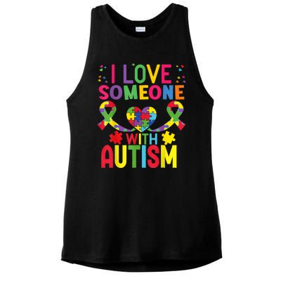 I Love Someone With Autism Awareness Gift Ladies PosiCharge Tri-Blend Wicking Tank