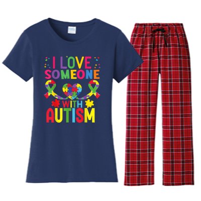 I Love Someone With Autism Awareness Gift Women's Flannel Pajama Set