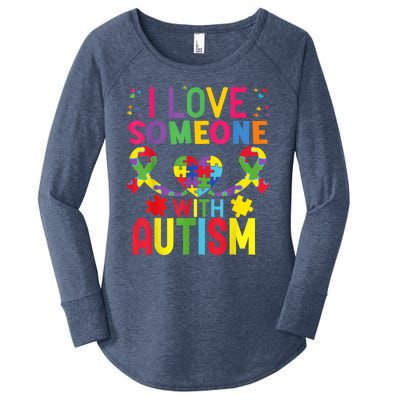 I Love Someone With Autism Awareness Gift Women's Perfect Tri Tunic Long Sleeve Shirt