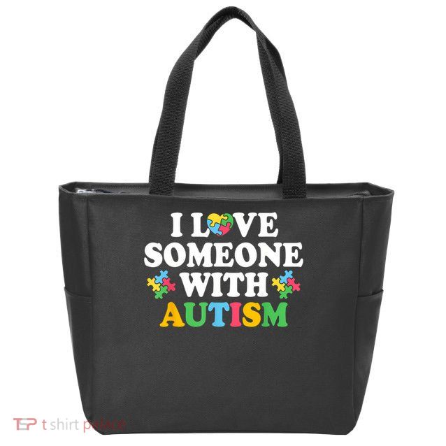 I Love Someone With Autism Awareness Zip Tote Bag